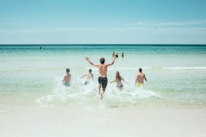 beach, ocean, running